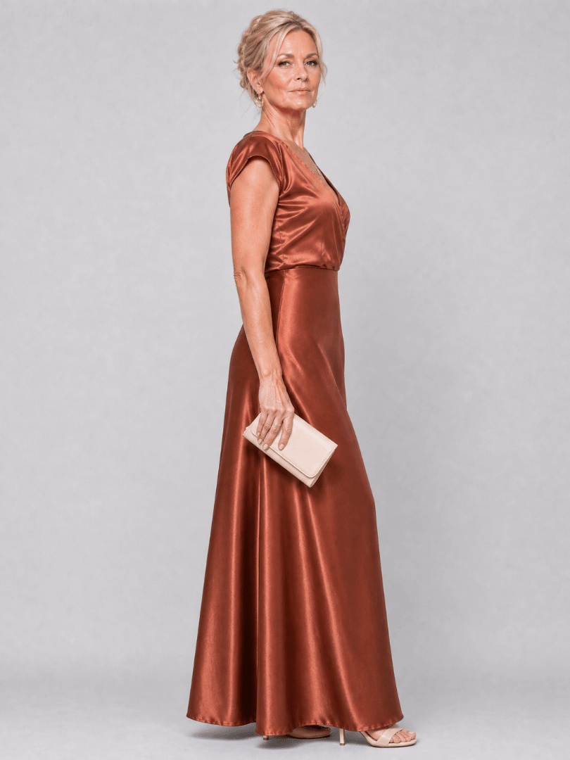Samouse | Robe Maxi à Corsage Enveloppant et Manches Courtes