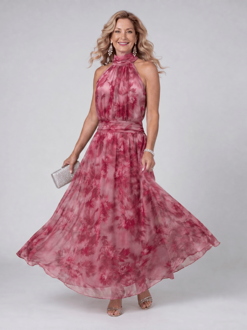 Avien | Robe Midi Douce avec Encolure Halter
