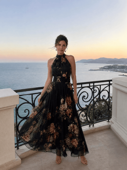 Sior | Robe Midi Fleurie à Col Halter