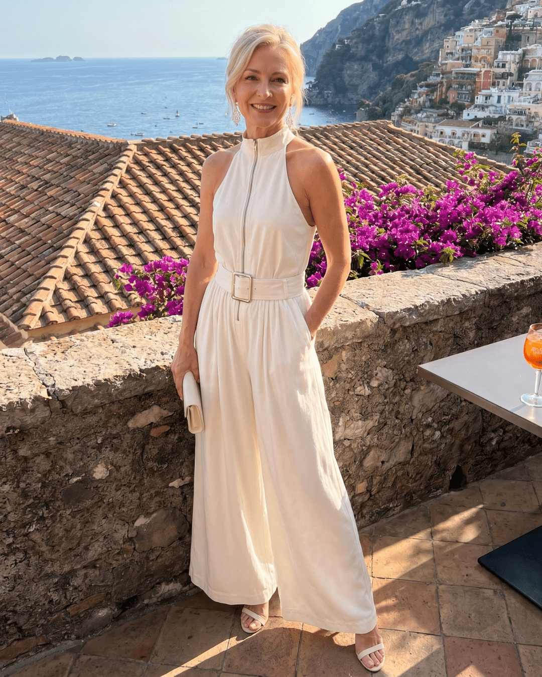Astrielle | Combinaison sans Manches avec Ceinture et Jambes Larges