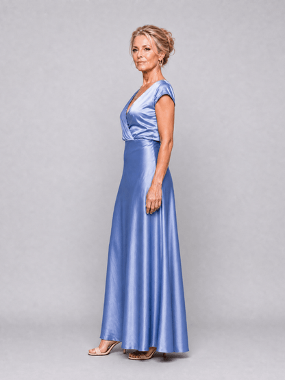 Samouse | Robe Maxi à Corsage Enveloppant et Manches Courtes