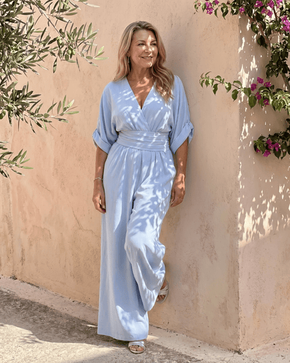Emene | Combinaison Ample avec Décolleté en V et Jambes Larges