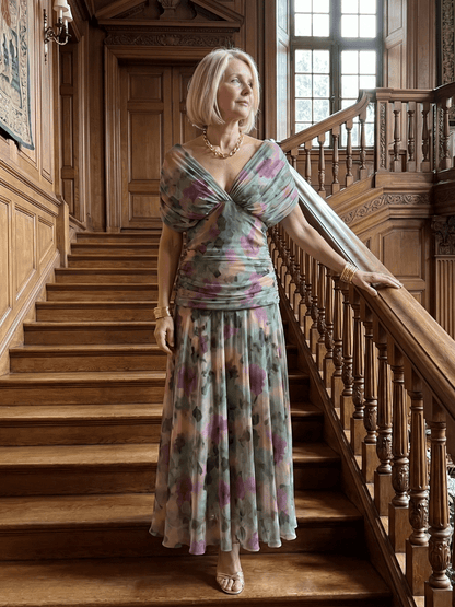 Calen | Robe Midi Fluide à Épaules Dénudées