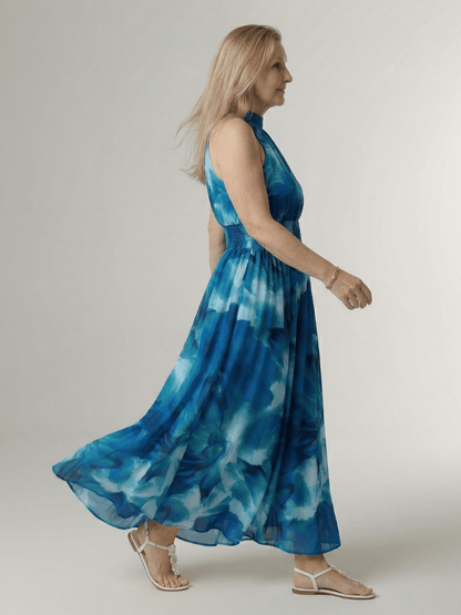 Sylin | Robe Midi à Col Halter Froncée