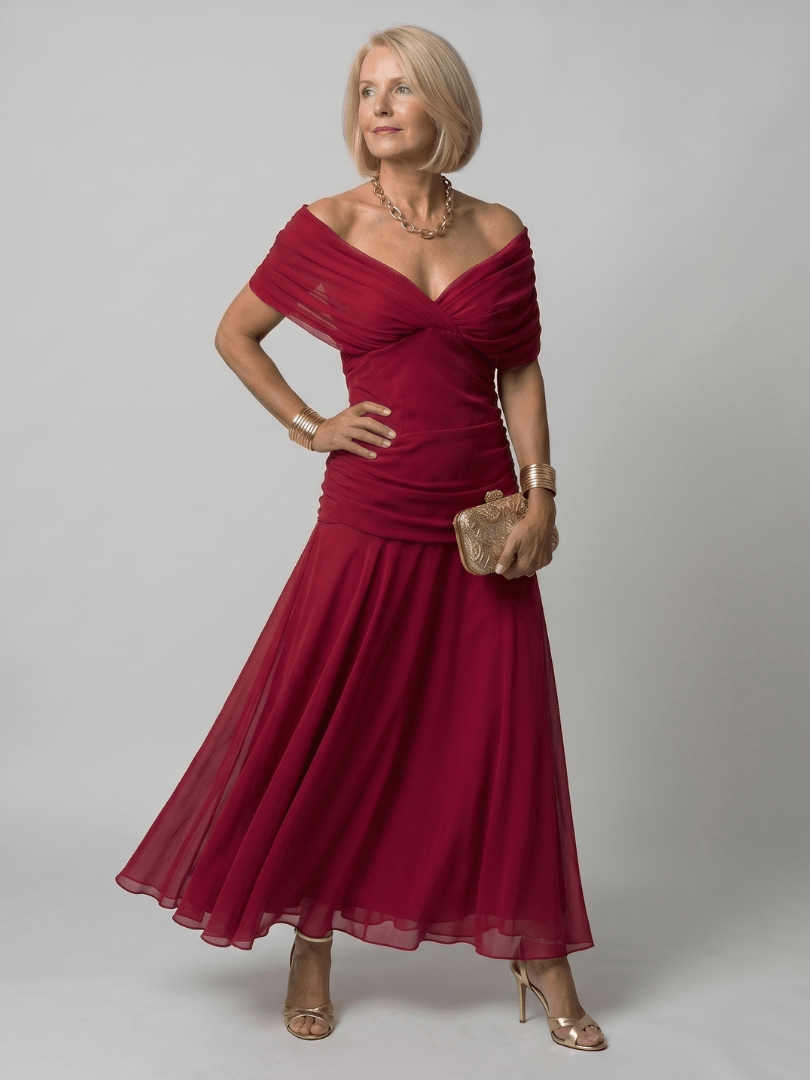 Calen | Robe Midi Fluide à Épaules Dénudées