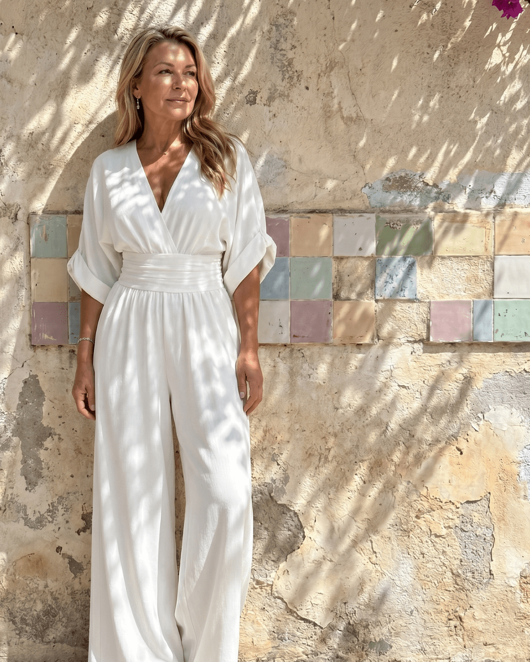 Emene | Combinaison Ample avec Décolleté en V et Jambes Larges