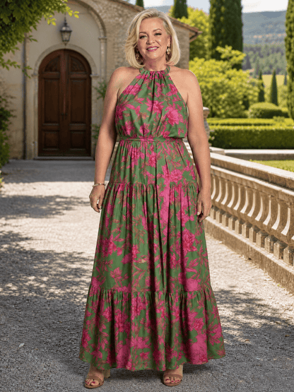 Rowen | Robe Midi Drapée à Encolure Halterneck