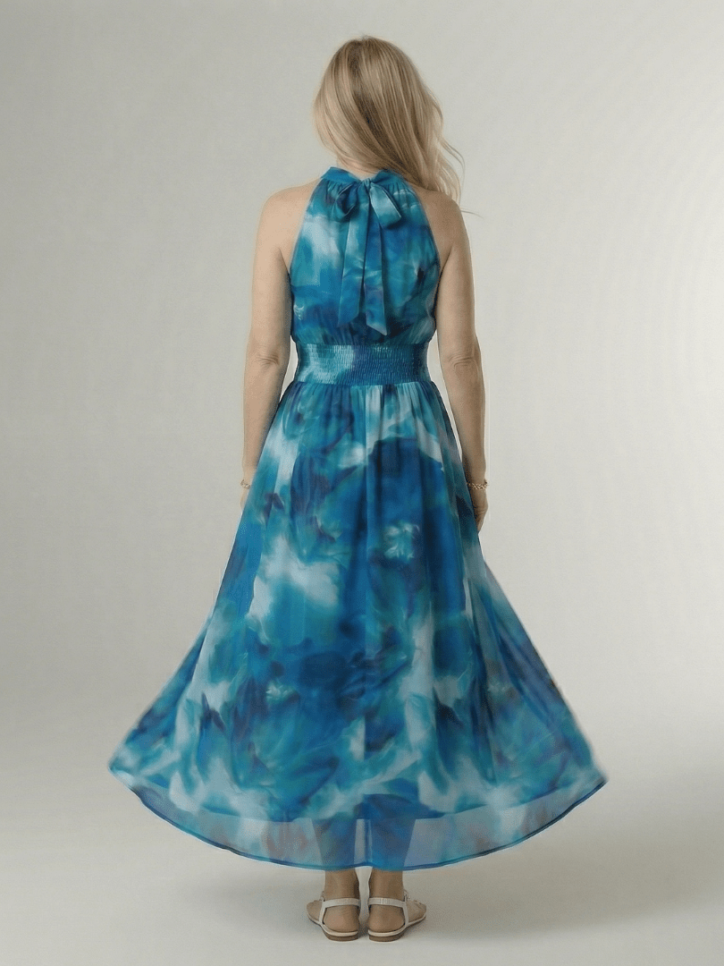 Sylin | Robe Midi à Col Halter Froncée