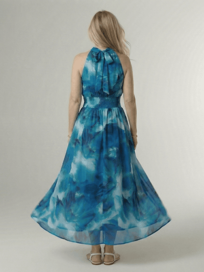 Sylin | Robe Midi à Col Halter Froncée