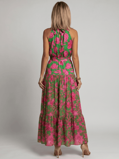 Rowen | Robe Midi Drapée à Encolure Halterneck